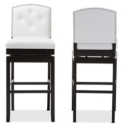 Baxton Studio Ginaro Modern and Contemporary White Faux Leather Button-tufted Upholstered Swivel Bar Stool